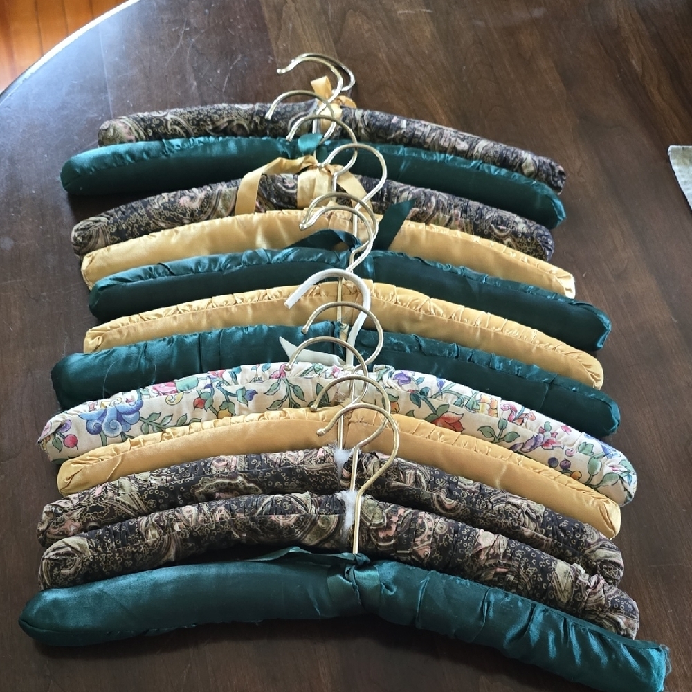 Green and Gold Closet Accessories Padded Hangers Set